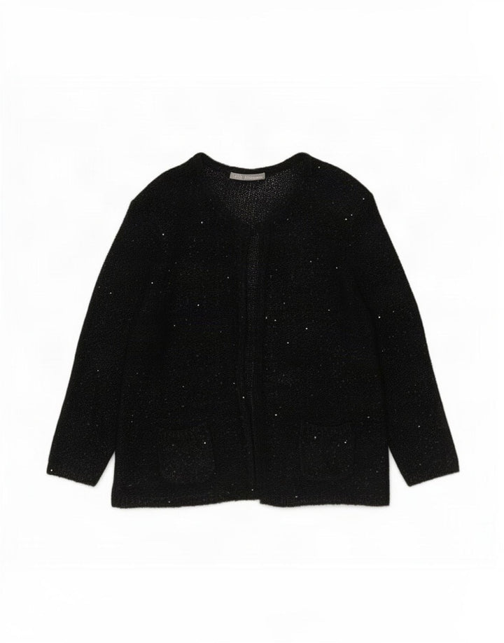 Maglione cardigan da donna Marks & Spencer UK 14 Grande poliestere screziato nero