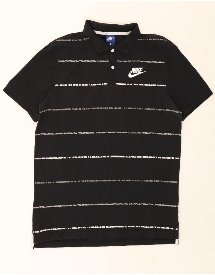 NIKE Mens Polo Shirt Large Black Striped Cotton Vintage Nike and Second-Hand Nike from Messina Hembry 