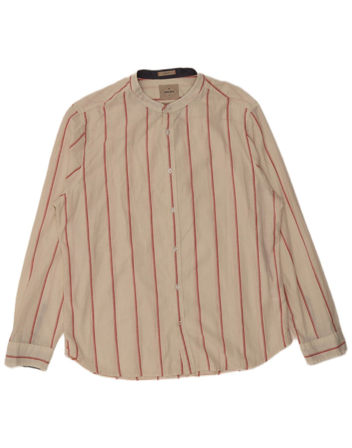 Camicia da uomo Classic Fit di White Stuff XL in cotone a righe bianche