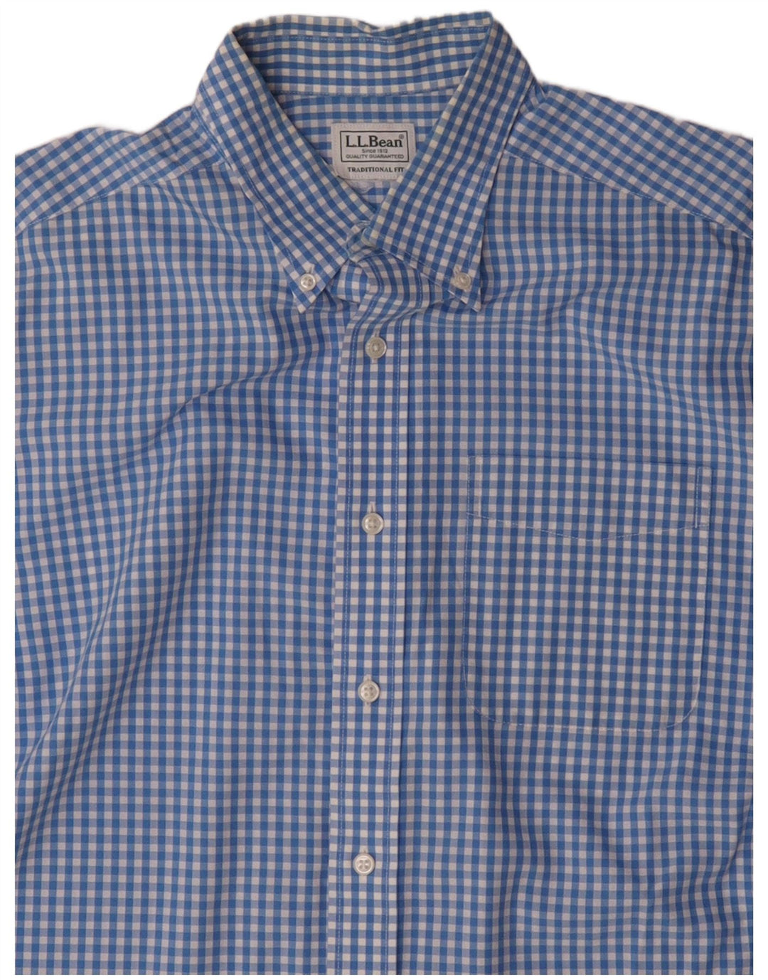 L.L.BEAN Camicia da uomo a maniche corte dal taglio tradizionale blu medio a quadretti
