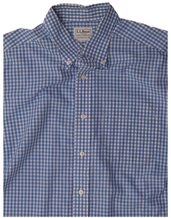 L.L.BEAN Camicia da uomo a maniche corte dal taglio tradizionale blu medio a quadretti
