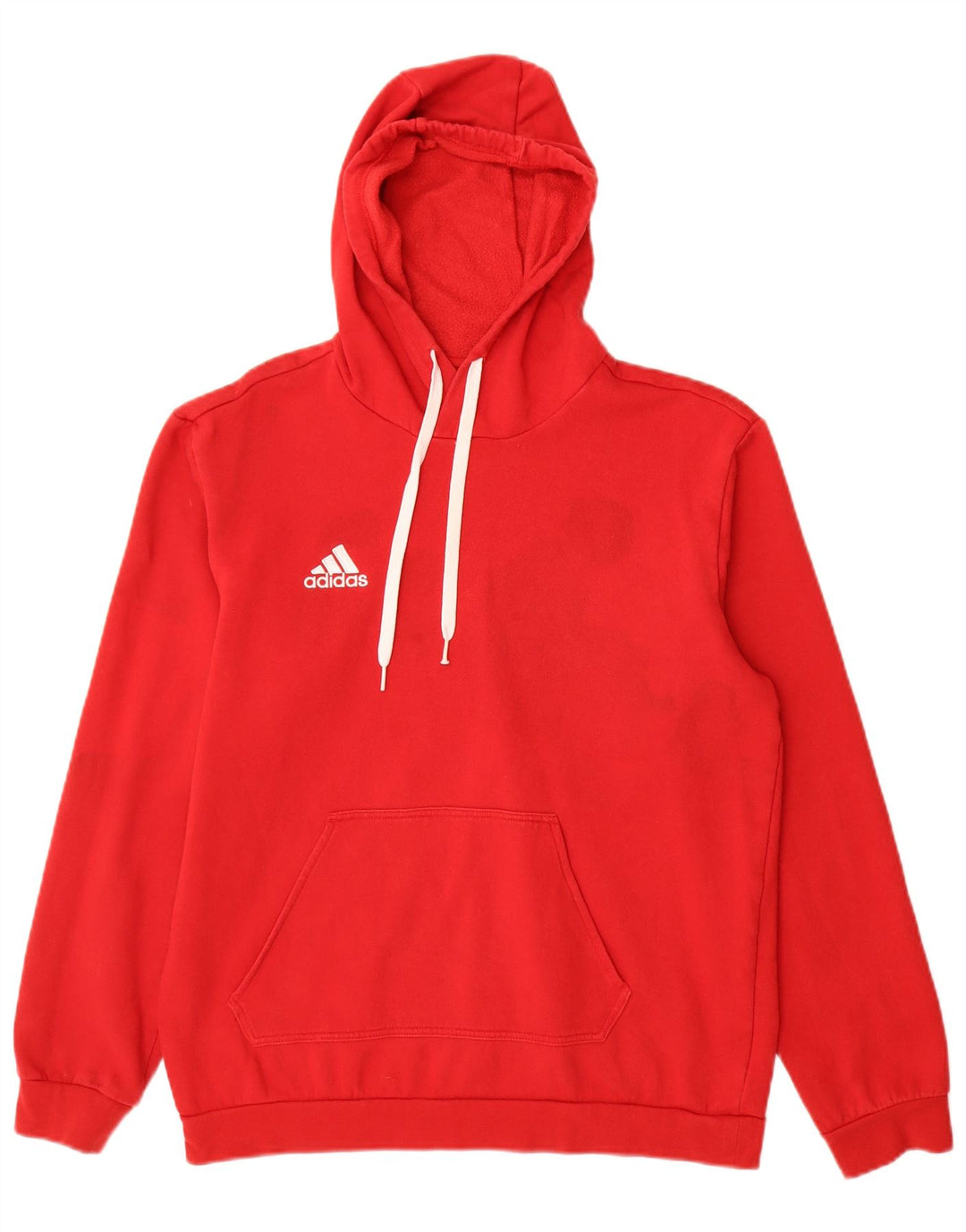 Felpa con cappuccio da uomo Adidas in cotone rosso medio