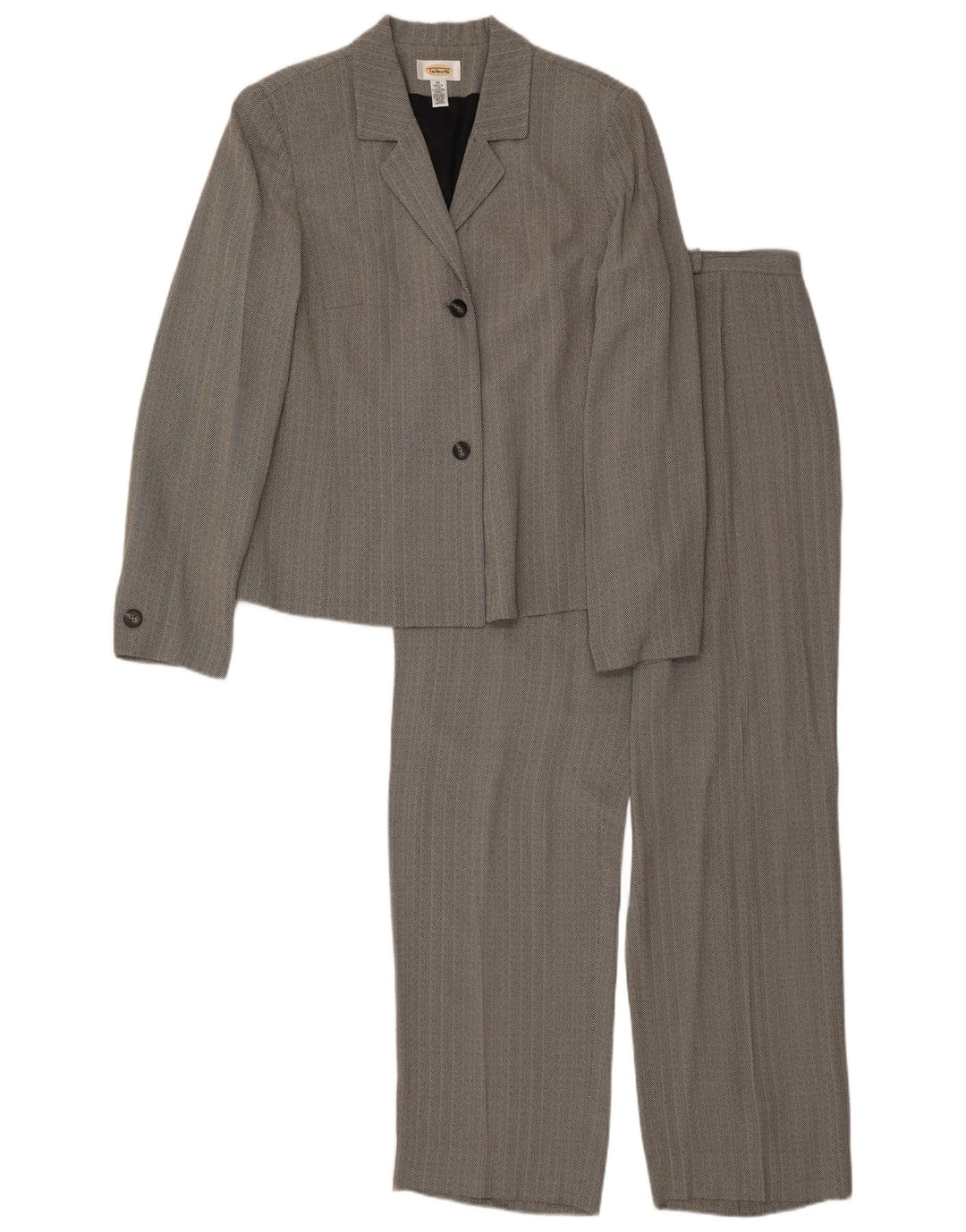 Talbots Set da donna a 2 bottoni e 2 pezzi UK 16 Large W34 L30 Grigio a spina di pesce