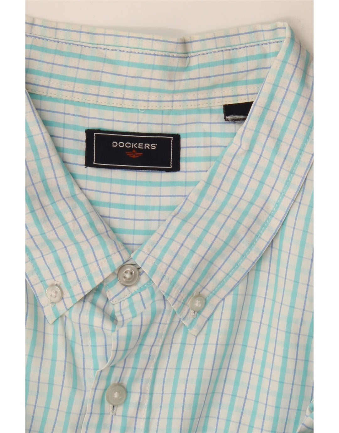 DOCKERS Camicia a maniche corte da uomo 2XL a quadri turchesi