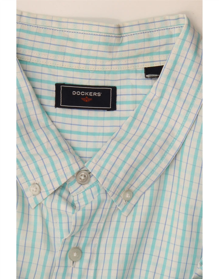 DOCKERS Camicia a maniche corte da uomo 2XL a quadri turchesi