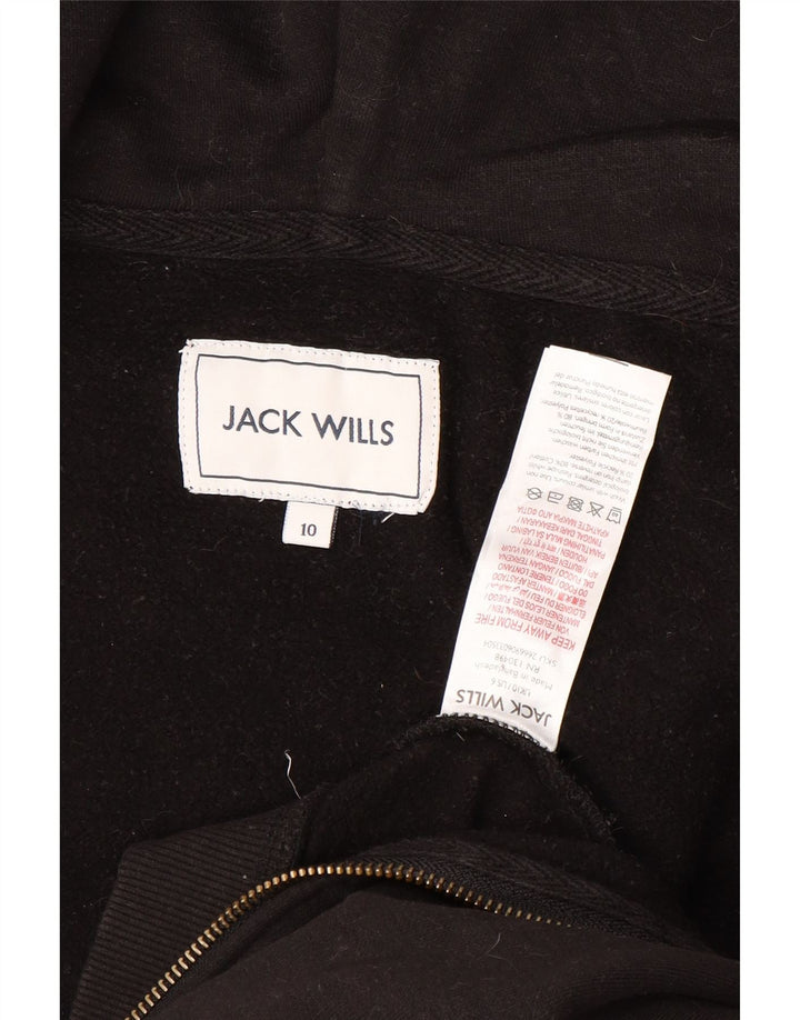 JACK WILLS Maglione con cappuccio e zip corto oversize da donna UK 10 Piccolo Nero