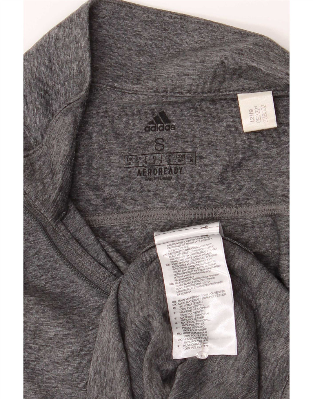 Adidas Aeroready Zip Neck Top a maniche lunghe da uomo in poliestere chiazzato grigio