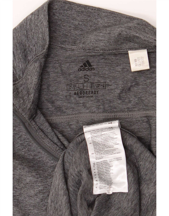 Adidas Aeroready Zip Neck Top a maniche lunghe da uomo in poliestere chiazzato grigio