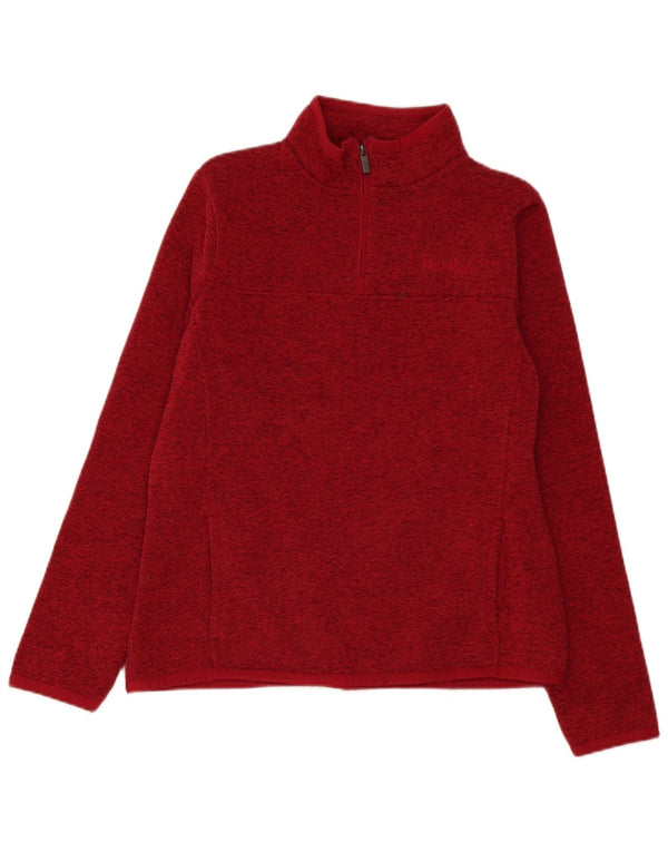 Felpa da donna con collo con zip Weird Fish, maglione UK 16, grande rosso chiazzato