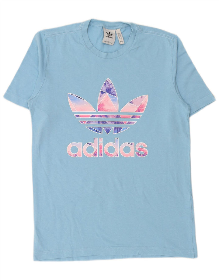 T-shirt grafica da uomo ADIDAS Top piccola in cotone blu