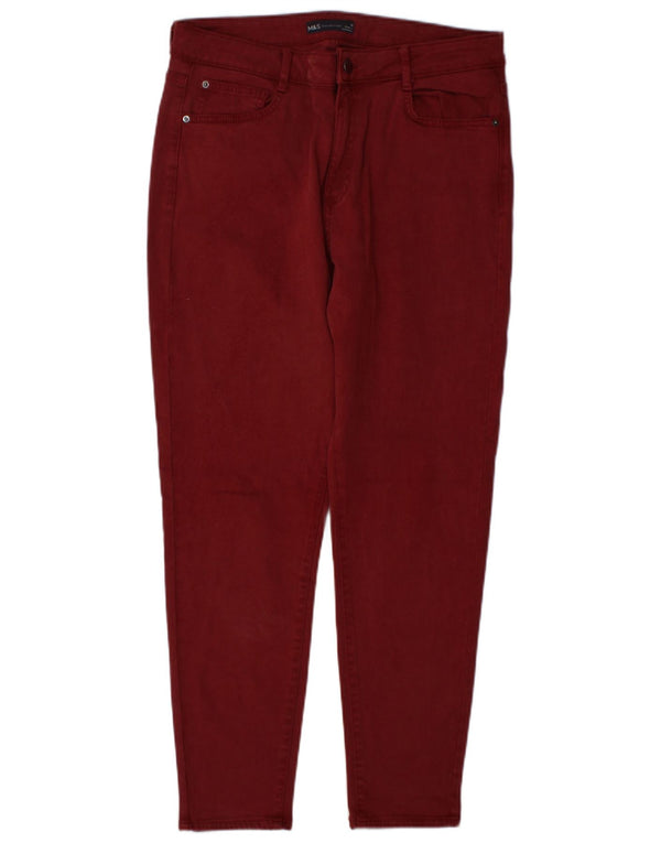 Pantaloni casual regolari da donna Marks & Spencer UK 14 Large W34 L28 Borgogna