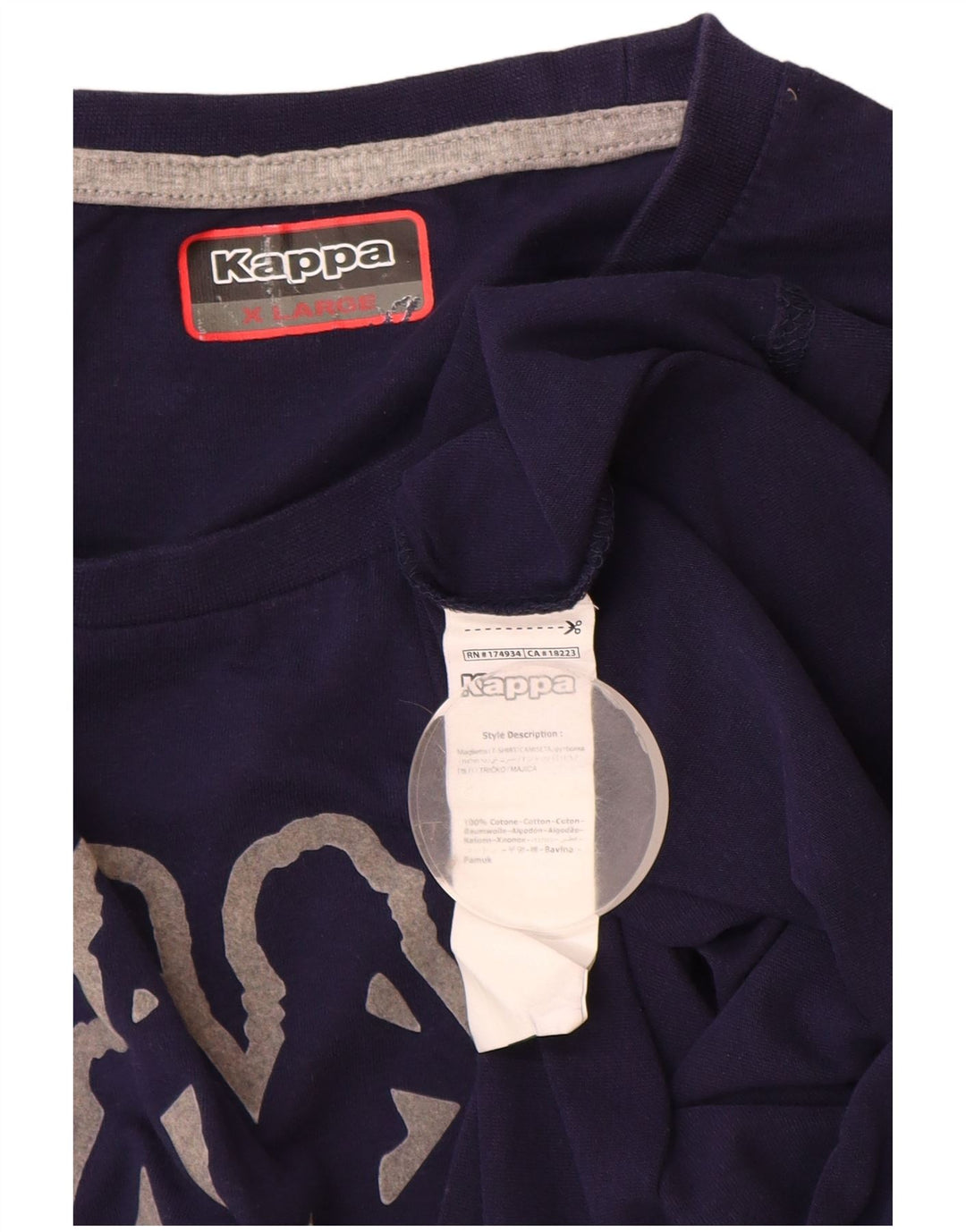 Top grafico da uomo Kappa a maniche lunghe XL in cotone blu navy