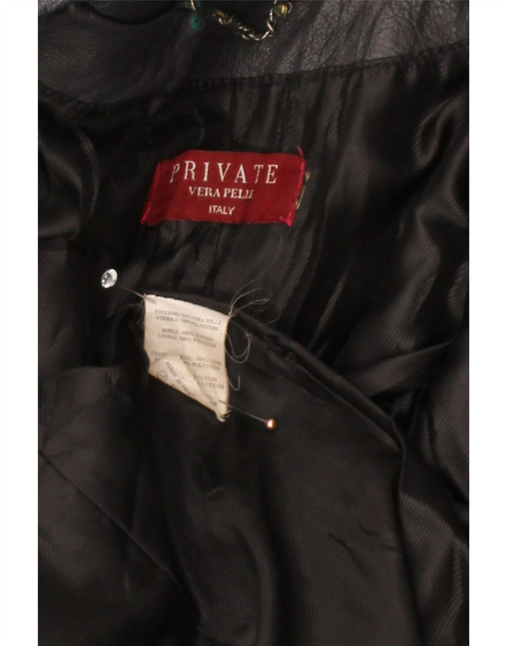 PRIVATE Womens Leather Coat UK 14 Medium Black Leather