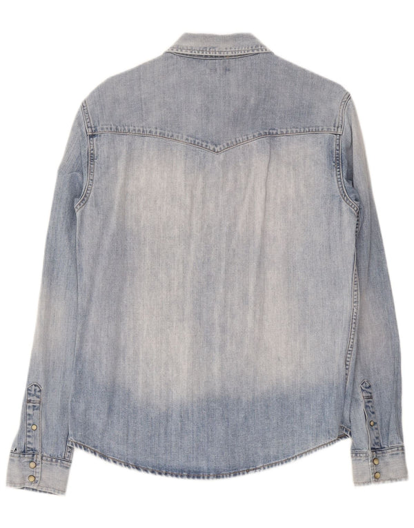 Camicia di jeans slim fit da uomo All Saints in cotone blu medio