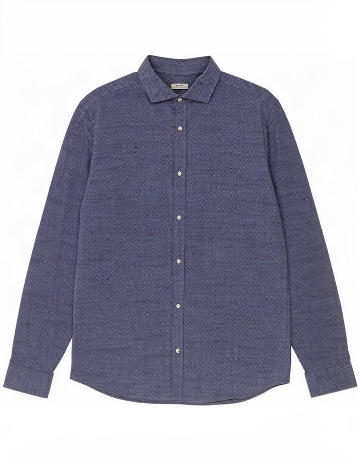 Camicia da uomo Jack & Jones grande in cotone maculato blu