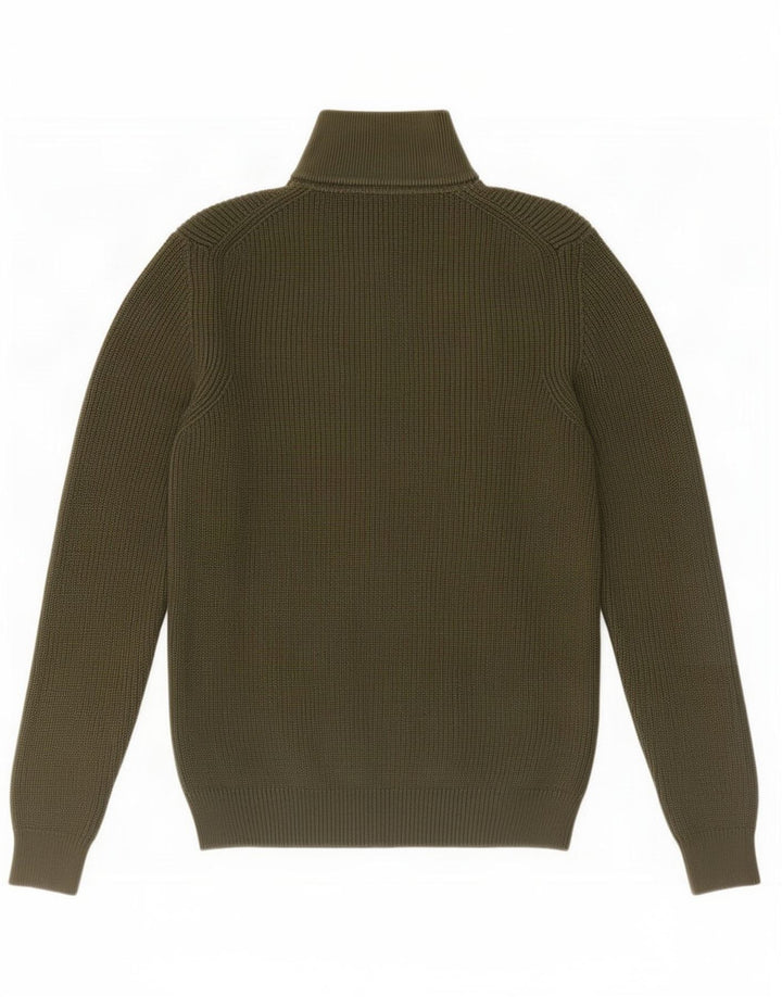 Maglione Zara da uomo con zip e collo in cotone verde medio