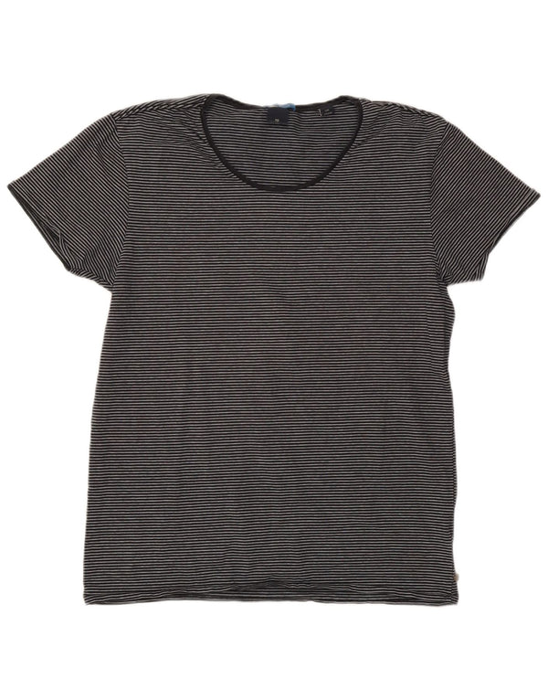 T-shirt da uomo Scotch & Soda Top XL in cotone gessato nero