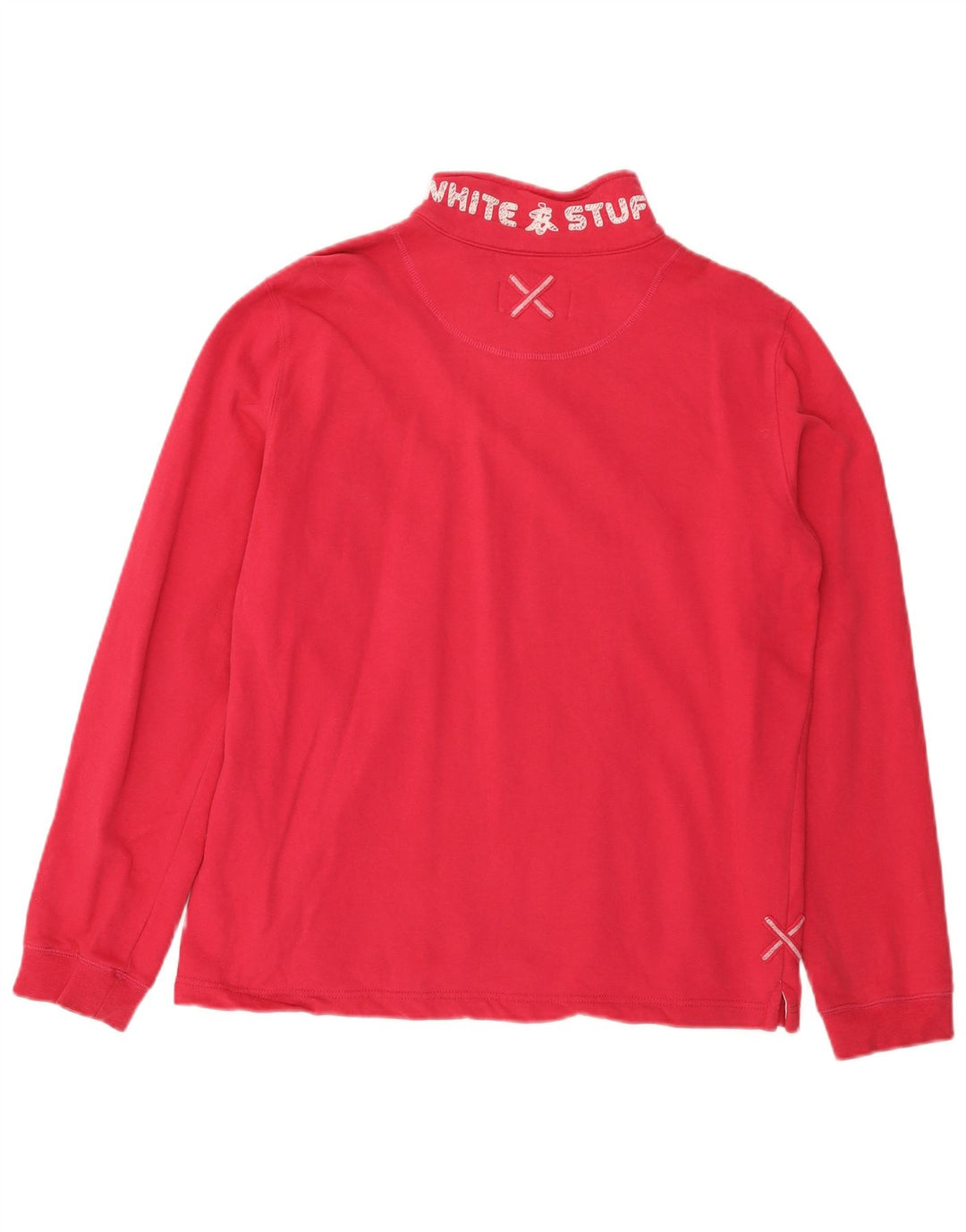Felpa da donna con collo con zip White Stuff, maglione UK 12, cotone rosa medio