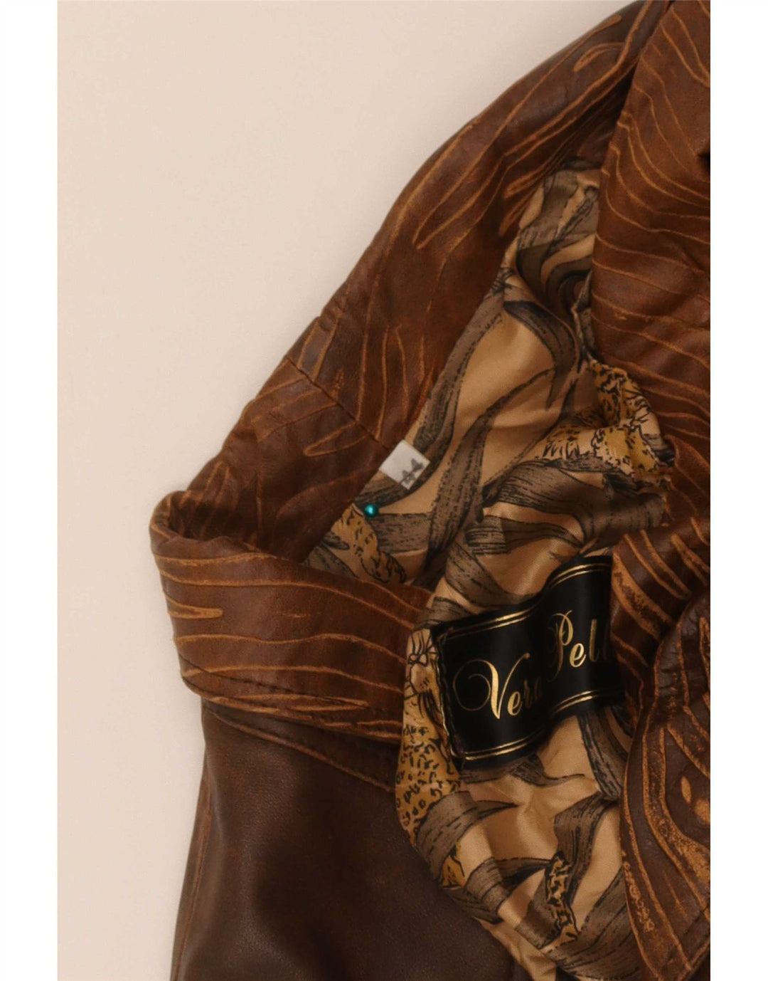 Giacca bomber in pelle da donna vintage IT 44 Biker tie dye marrone medio