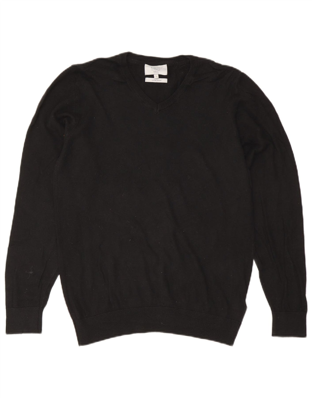 Maglione da uomo Marks & Spencer vestibilità regolare con scollo a V piccolo cotone nero