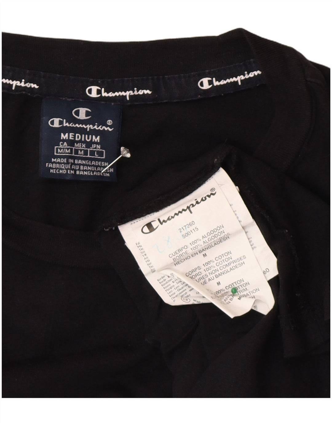 T-shirt grafica da uomo Champion Top in cotone nero medio