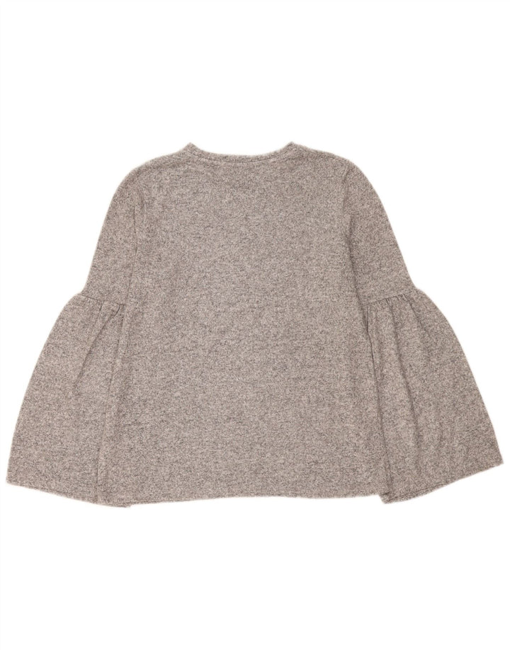 Top Zara Trafaluc da donna oversize a maniche lunghe UK 10 piccolo grigio chiazzato