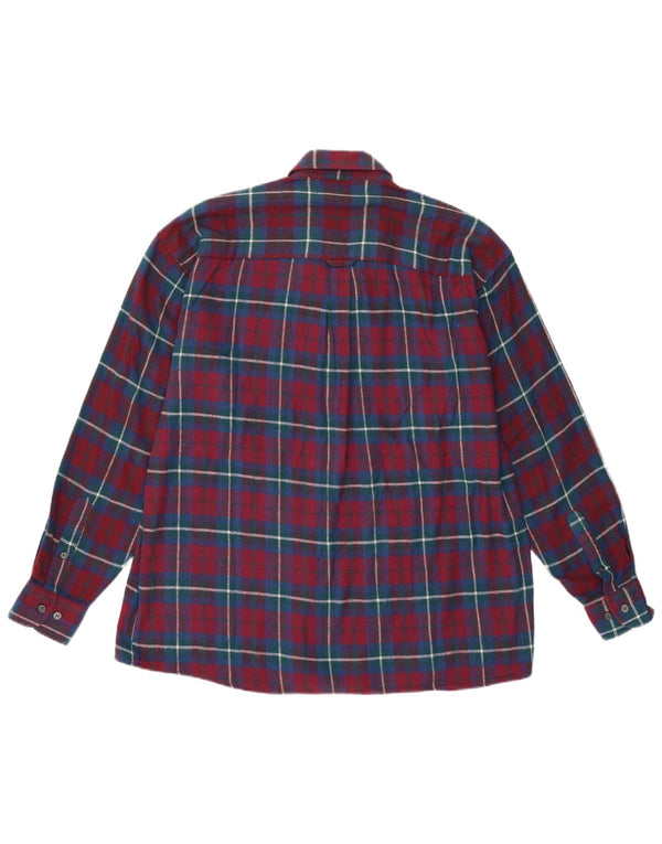 Gian Marco Venturi Camicia da uomo in flanella di cotone a quadri bordeaux grandi