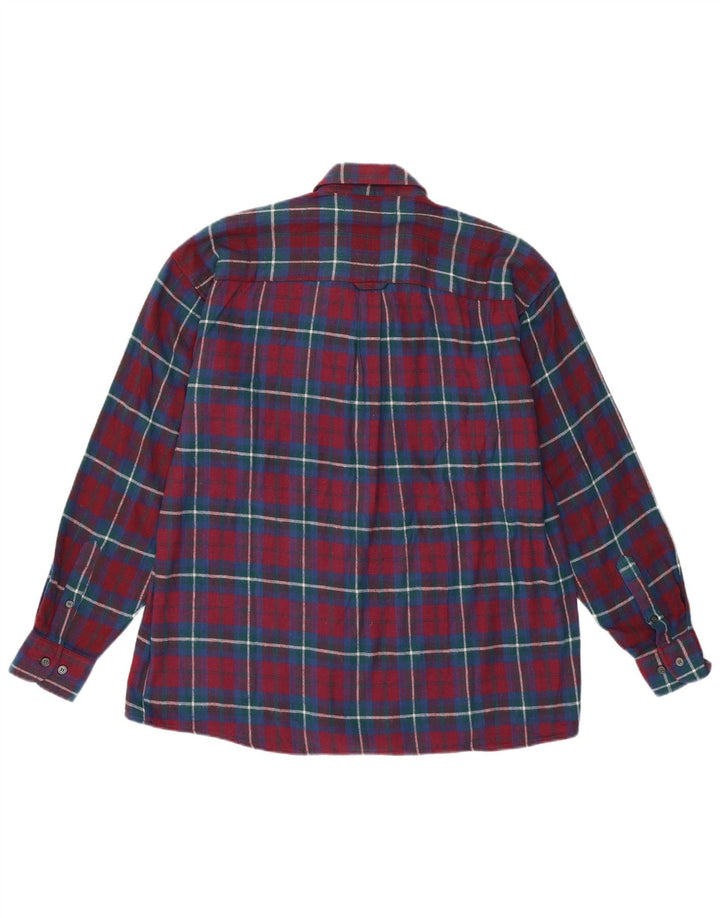 Gian Marco Venturi Camicia da uomo in flanella di cotone a quadri bordeaux grandi