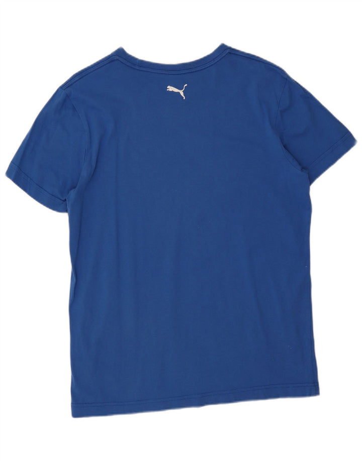T-shirt grafica da uomo Puma grande in cotone blu