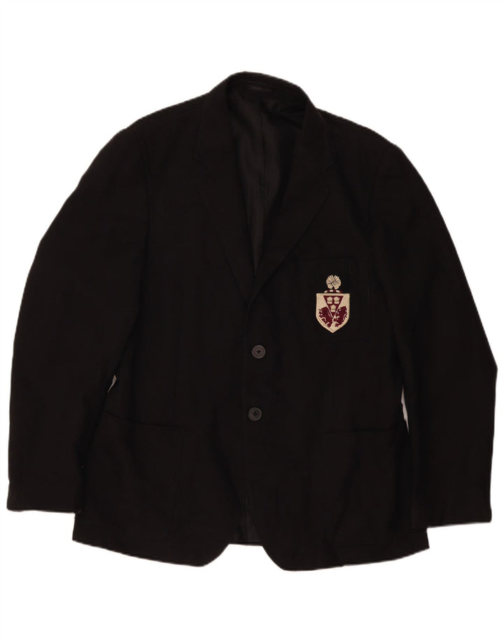 Giacca blazer vintage da uomo a 2 bottoni UK 38 poliestere nero medio
