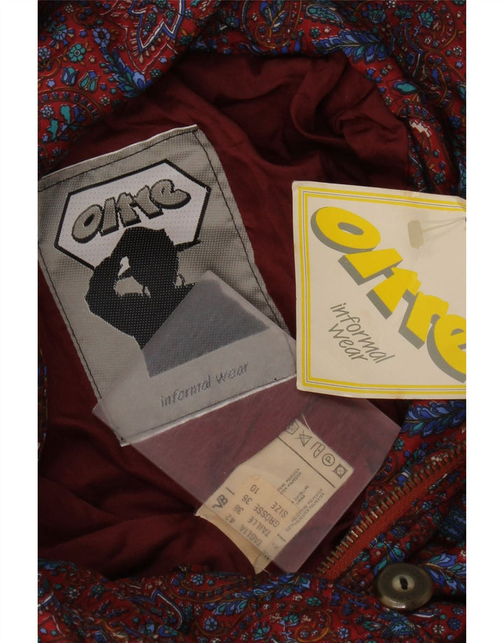 oltre Giubbotto bomber oversize da donna con cappuccio UK 10 Small Red Paisley