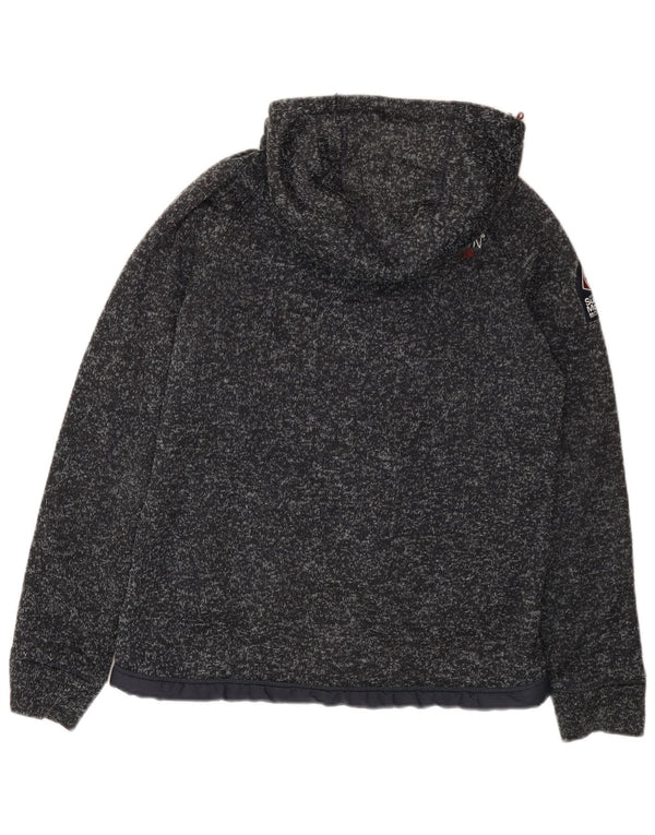 Maglione con cappuccio e zip grafica da uomo Superdry, grande poliestere chiazzato grigio