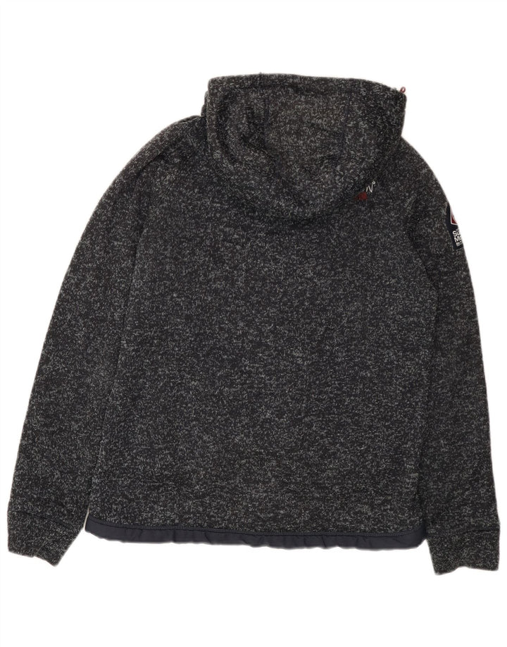 Maglione con cappuccio e zip grafica da uomo Superdry, grande poliestere chiazzato grigio