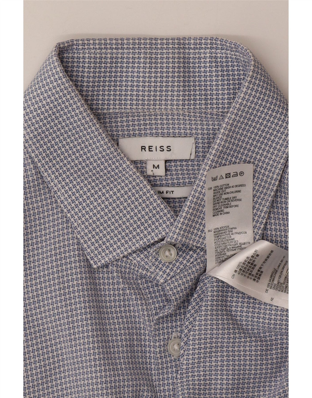 Camicia Reiss da uomo slim fit in cotone pied de poule blu medio
