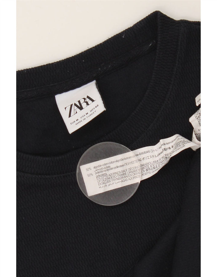 T-shirt Zara da uomo Top in cotone blu navy medio