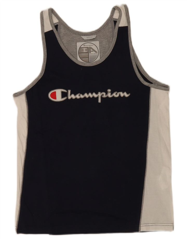 Canotta grafica da uomo Champion, cotone color block medio blu navy