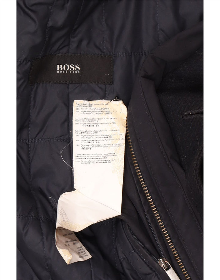 Cappotto da uomo Hugo Boss EU 50 grande lana blu navy