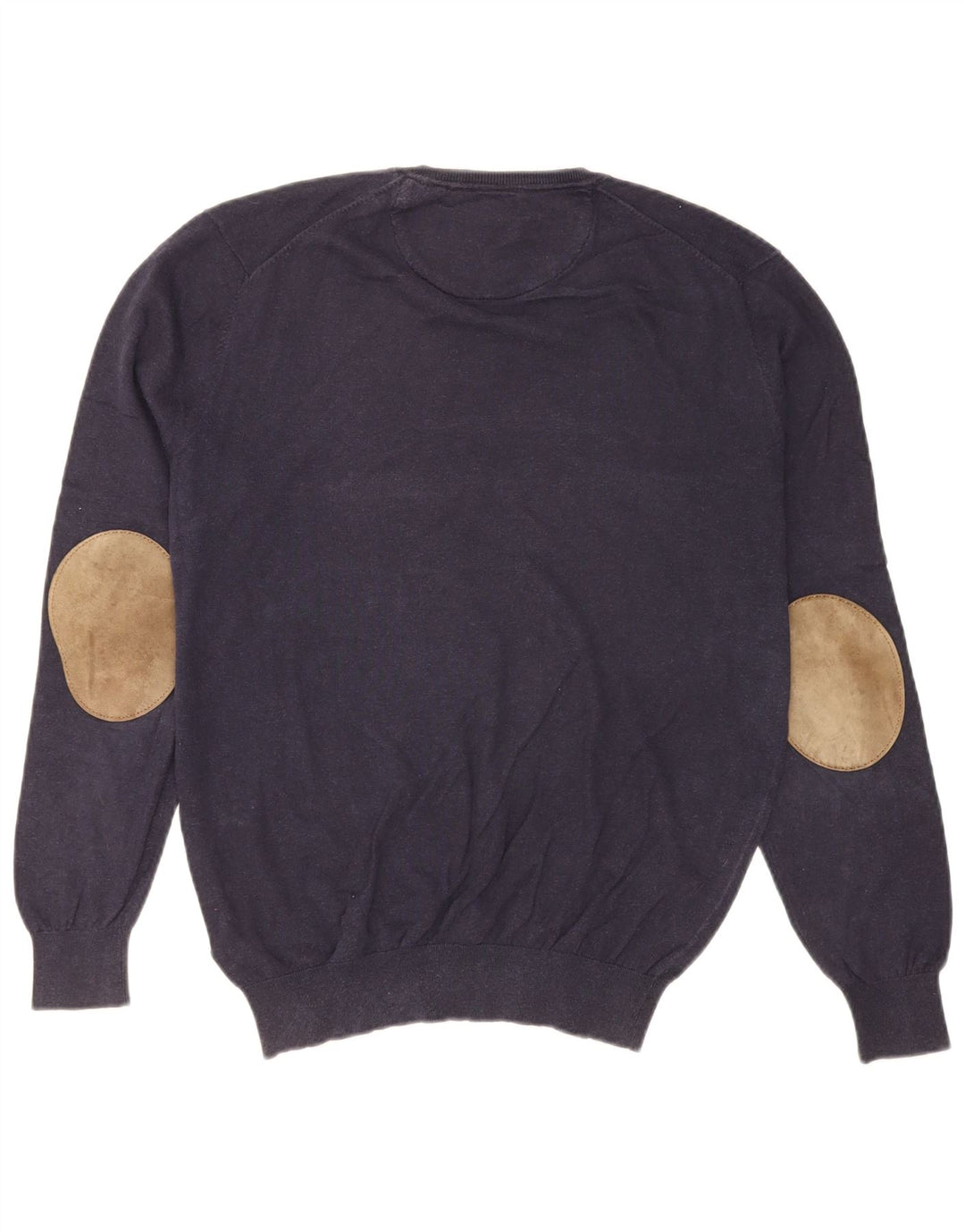 Massimo Dutti Maglione da uomo con scollo a V grande in cotone blu navy