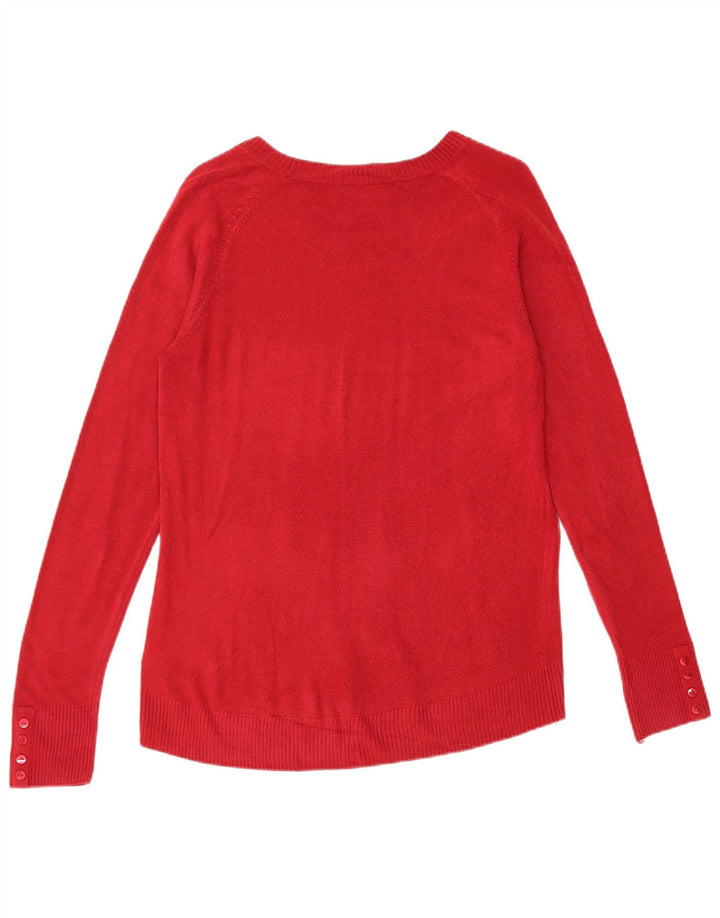Maglione maglione con scollo a barca da donna Marks & Spencer UK 14 Acrilico rosso medio