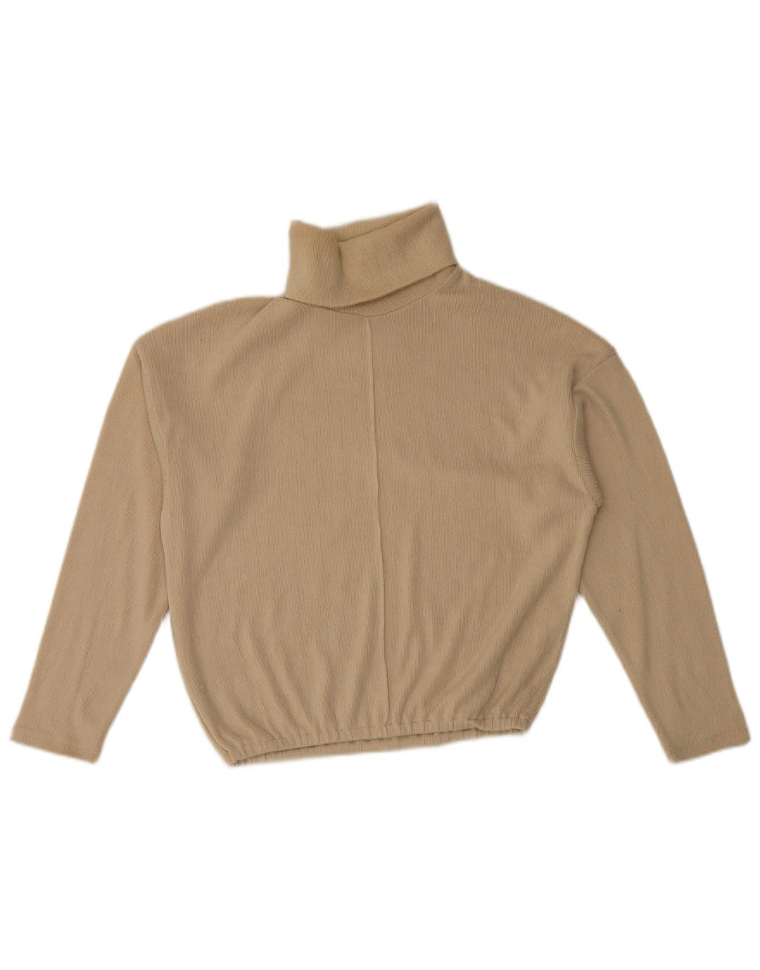 Maglione maglione oversize con collo alto da donna Zara UK 10 piccolo poliestere beige