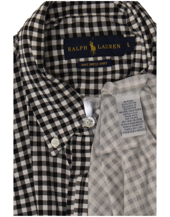 Camicia in flanella da uomo Ralph Lauren grande cotone a quadretti nero