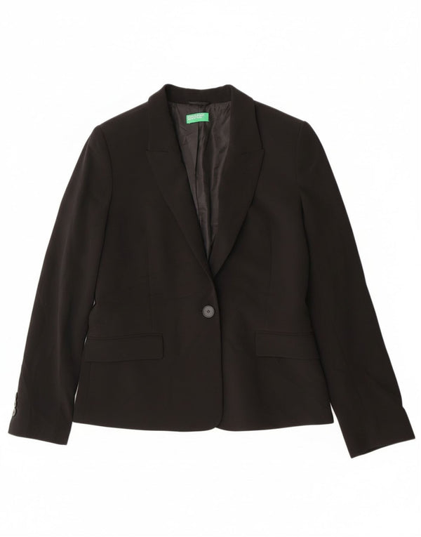 Giacca blazer da donna a 1 bottone e 1 bottone Benetton UK 12 media nera classica