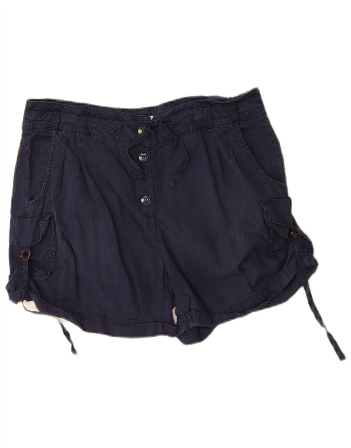 Pantaloncini cargo da donna Marks & Spencer UK 10 piccoli W32 cotone blu navy