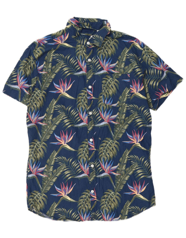 Camicia a maniche corte da uomo Jack & Jones grande hawaiana in cotone floreale blu