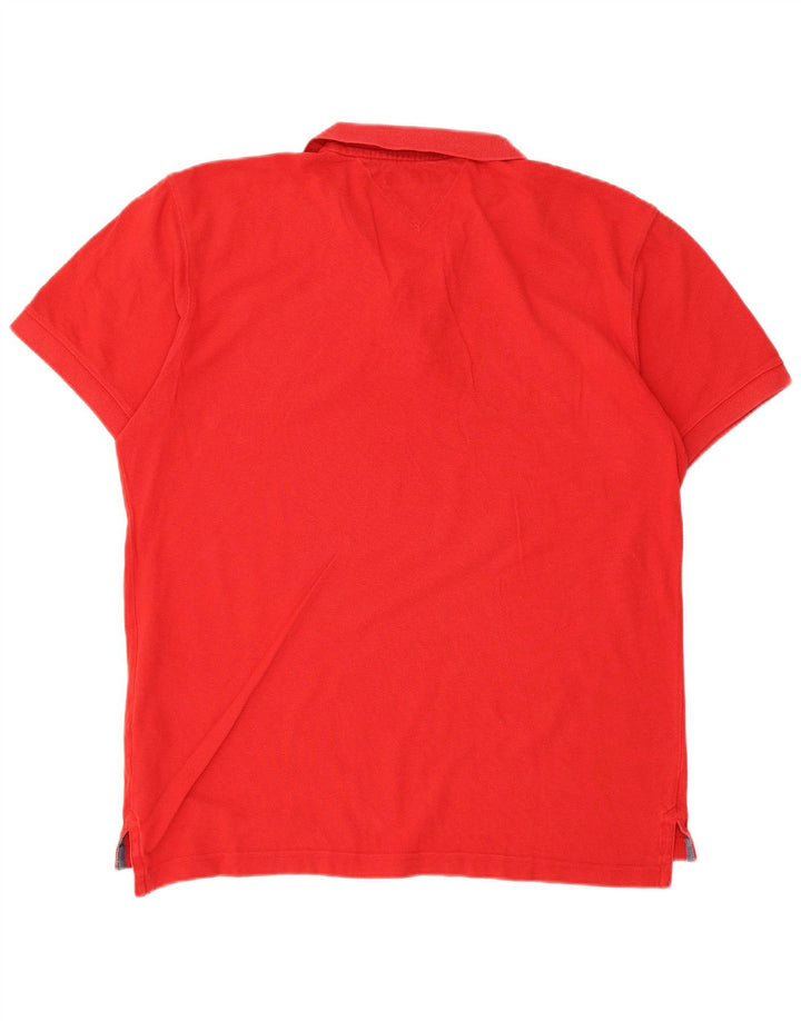 Polo grafica da uomo Tommy Hilfiger grande in cotone rosso