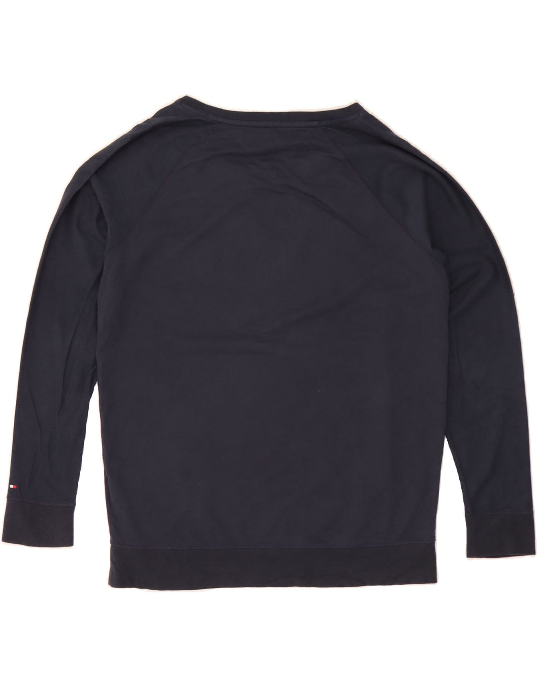 TOMMY HILFIGER Mens Graphic Sweatshirt Jumper Small Navy Blue Cotton Vintage Tommy Hilfiger and Second-Hand Tommy Hilfiger from Messina Hembry 