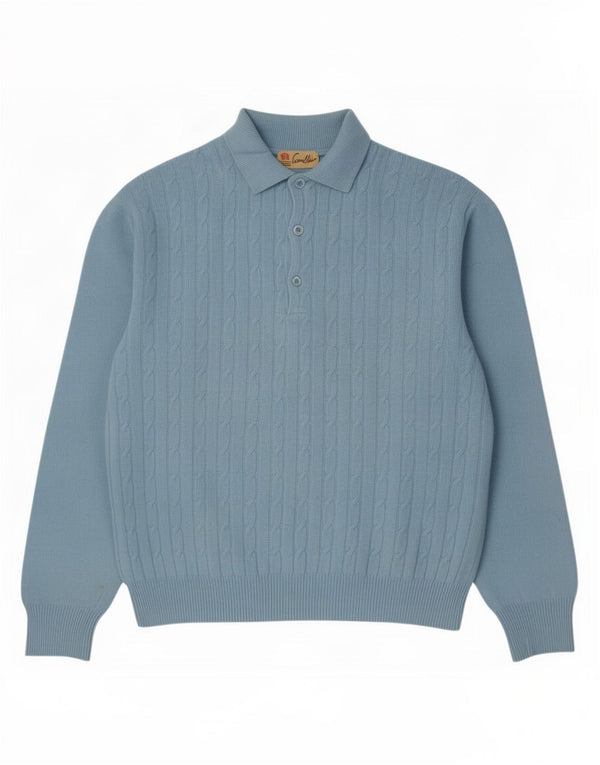 Maglione vintage da uomo con collo alto IT 56 2XL Lana d'agnello blu