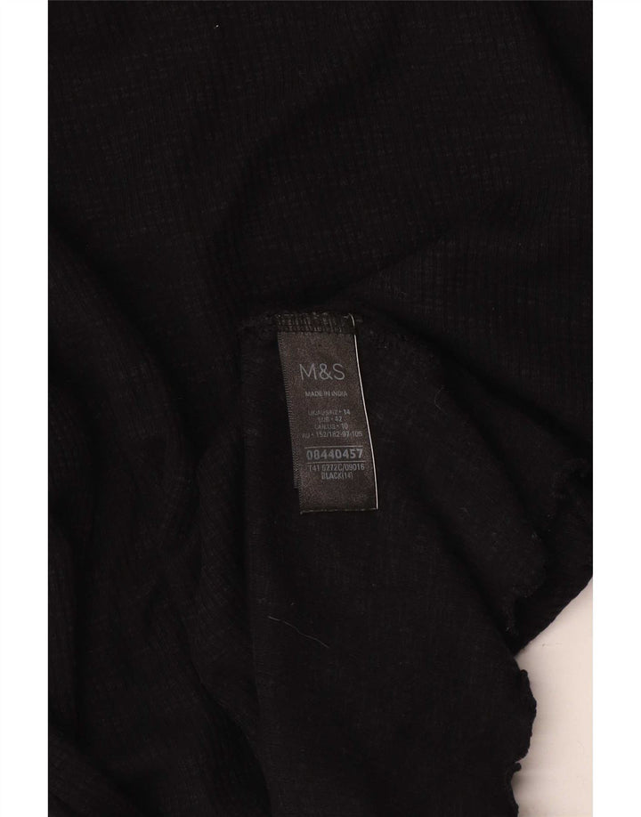 Marks & Spencer Top da donna manica lunga UK 14 cotone nero medio