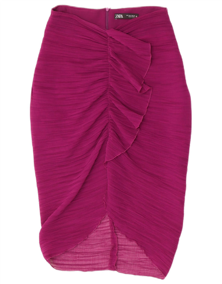 Gonna midi a vita alta da donna Zara piccola W26 poliestere viola