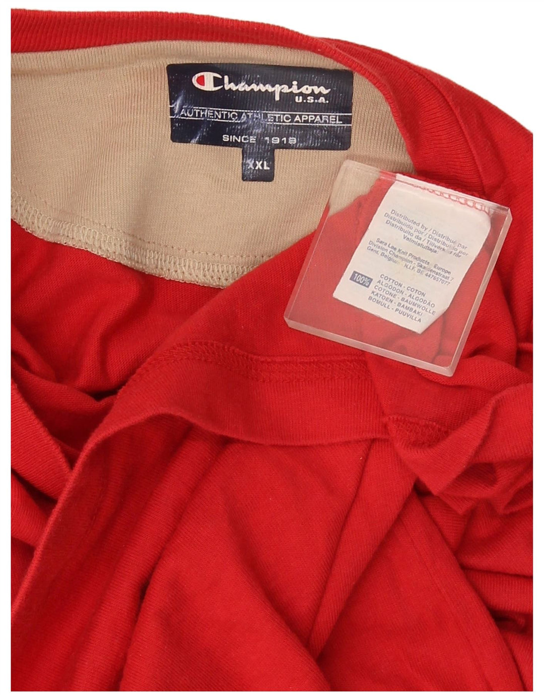 Top da uomo a maniche lunghe Champion 2XL rosso cotone